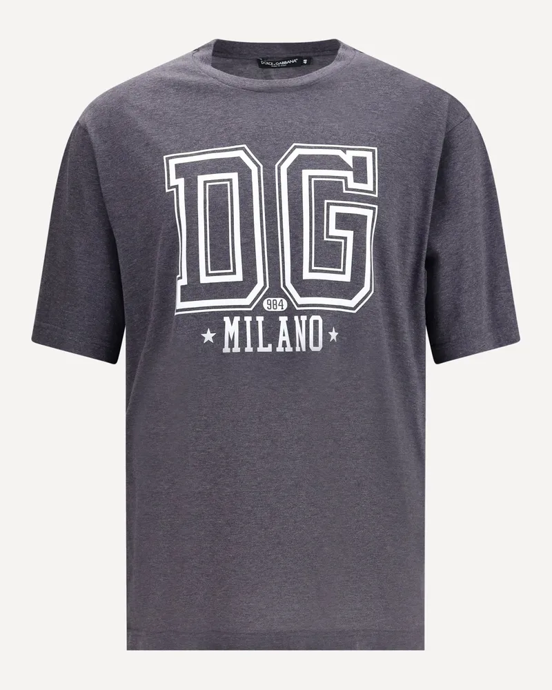 Dolce & Gabbana Cotton T-Shirt with logo print Male Grey