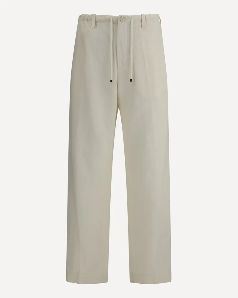 Dries van Noten Linen Pants Male Cream