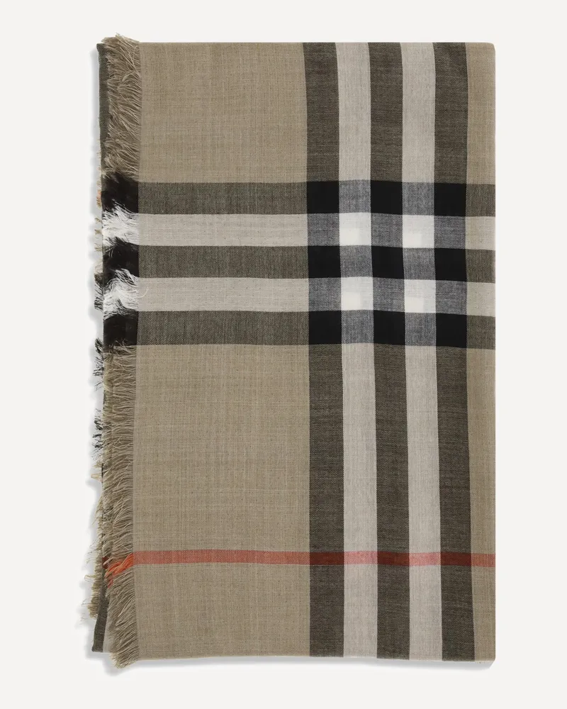 Burberry Check Reversible Wool and Silk Scarf Male Beige