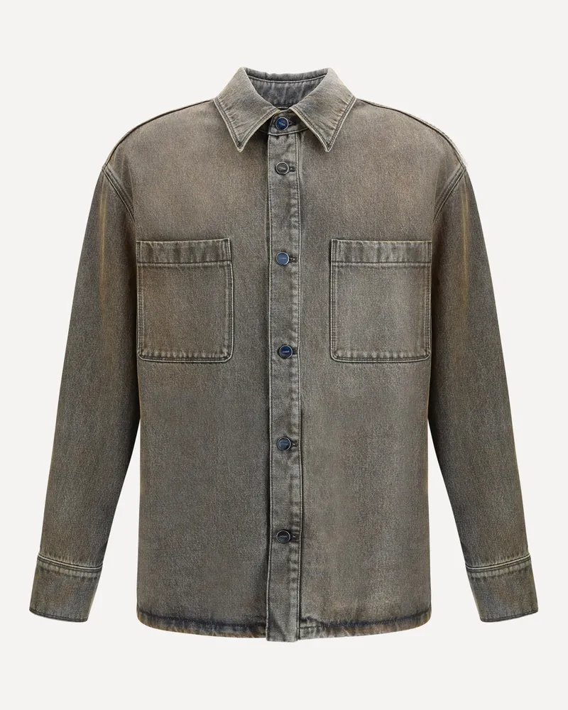 Fendi Overdyed Denim Shirt Male Grey
