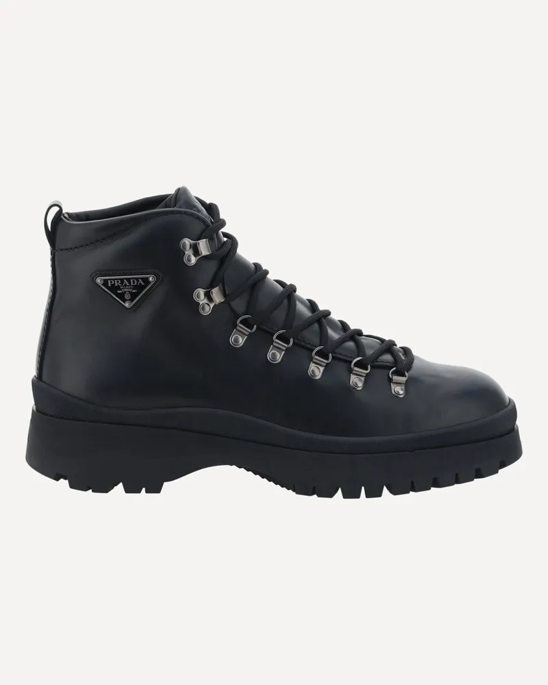 Prada Leather Ankle Boots Male Black