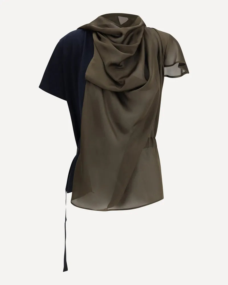 Sacai Jersey T-shirt with contrast inserts Female Black