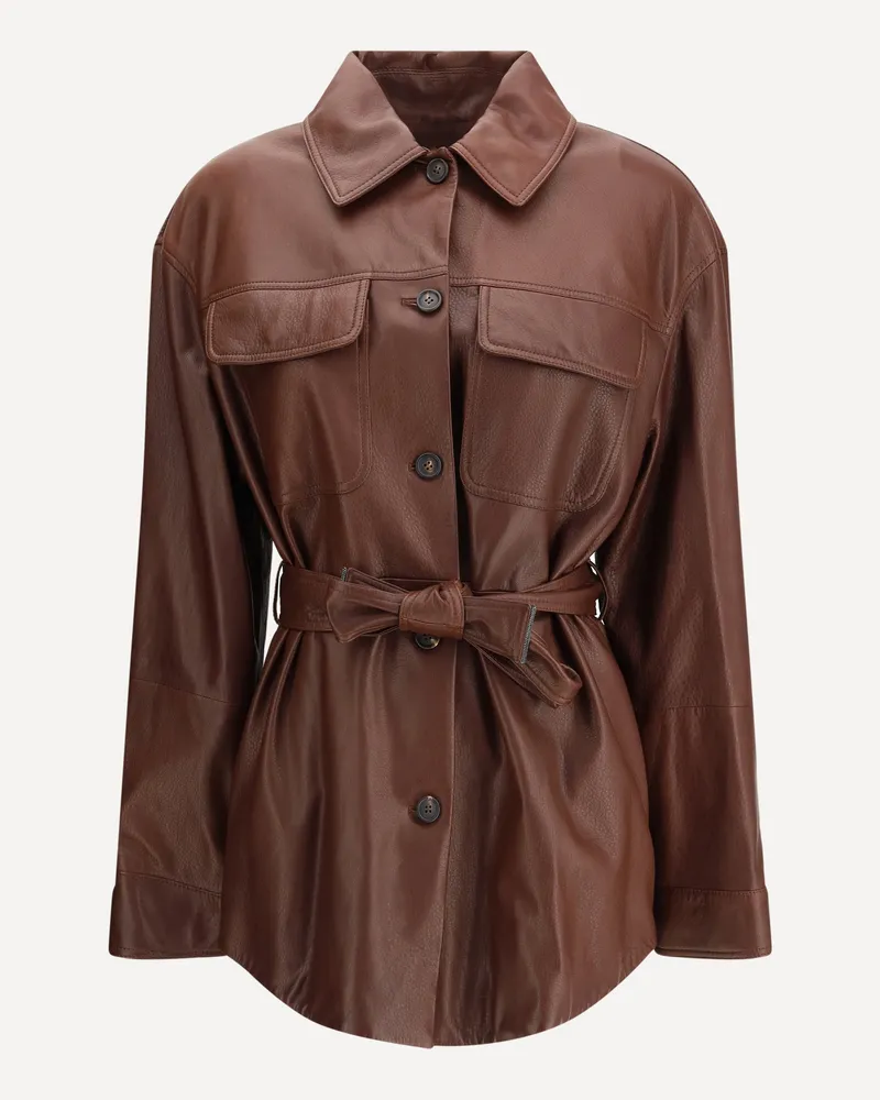 Brunello Cucinelli Saharan leather Jacket Female Brown