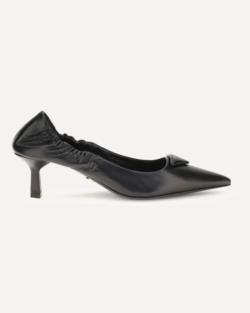 Prada Leather logo Pumps Female Black