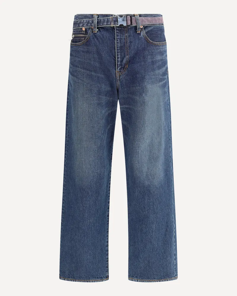 Sacai Denim Pants Male Blue