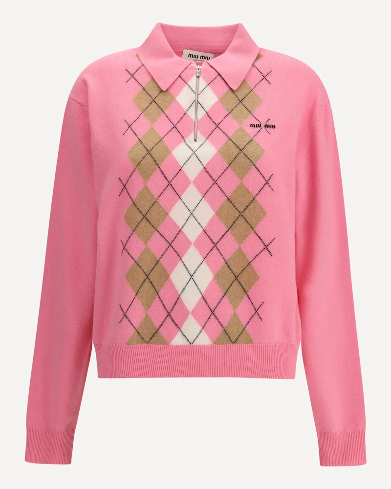 Miu Miu Cashmere zip Polo Female Pink