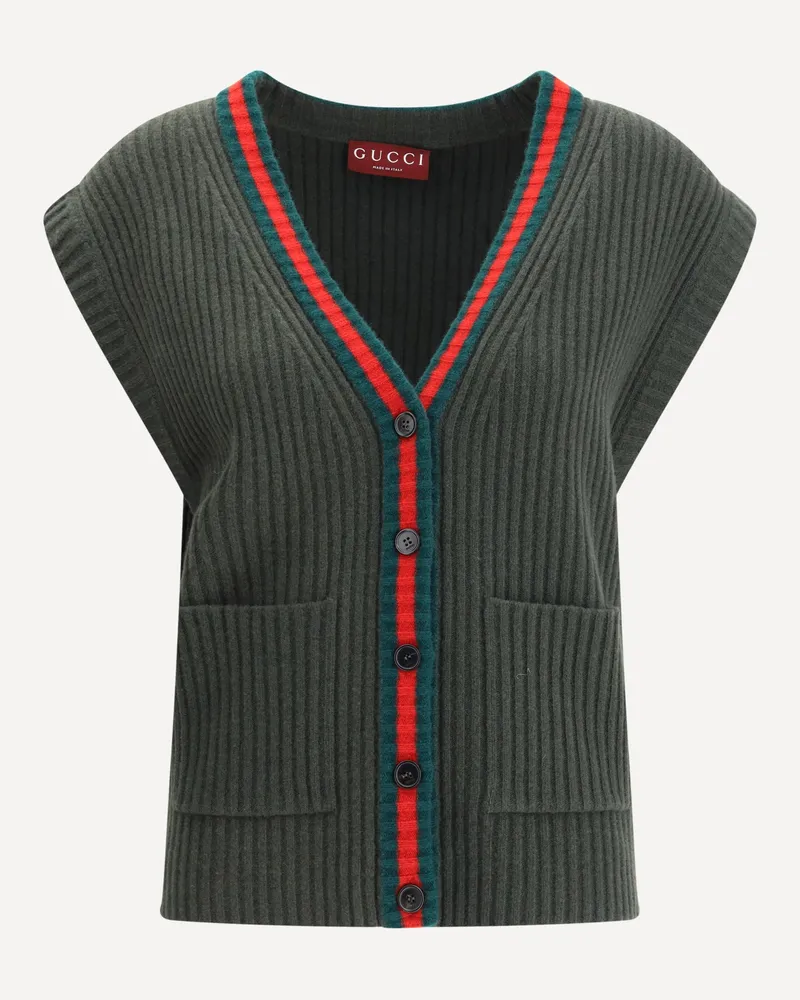 Gucci Wool Cardigan Vest Female Green