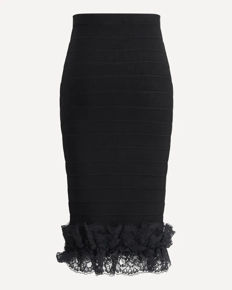 Self-Portrait Lace detail Midi Skirt Female Black
