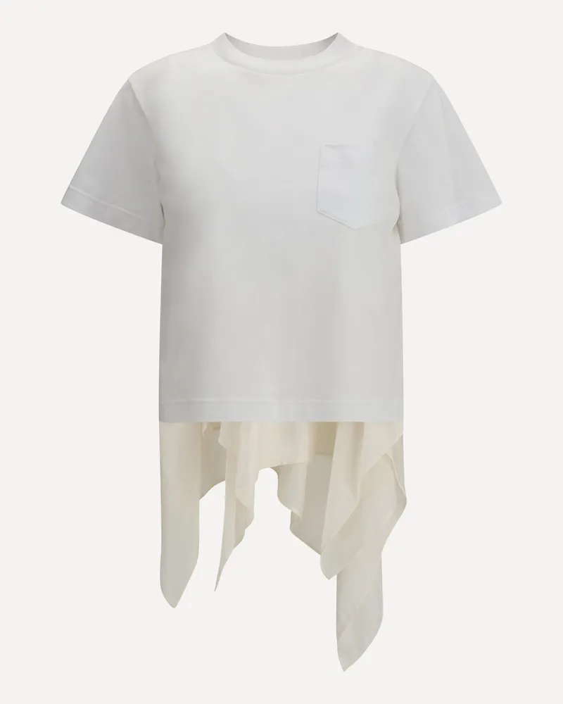 Sacai Jersey T-shirt with Polyester detail Female White