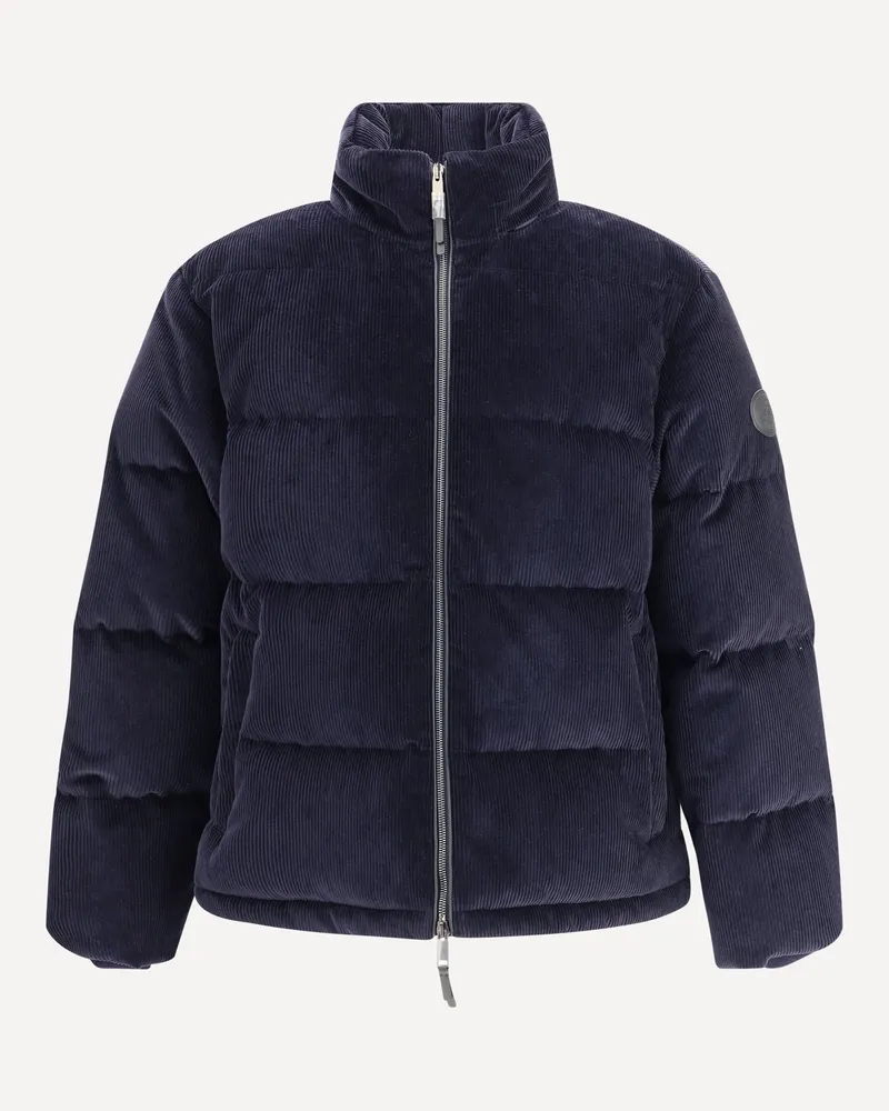 Burberry Cropped Corduroy Down Jacket Male Blue