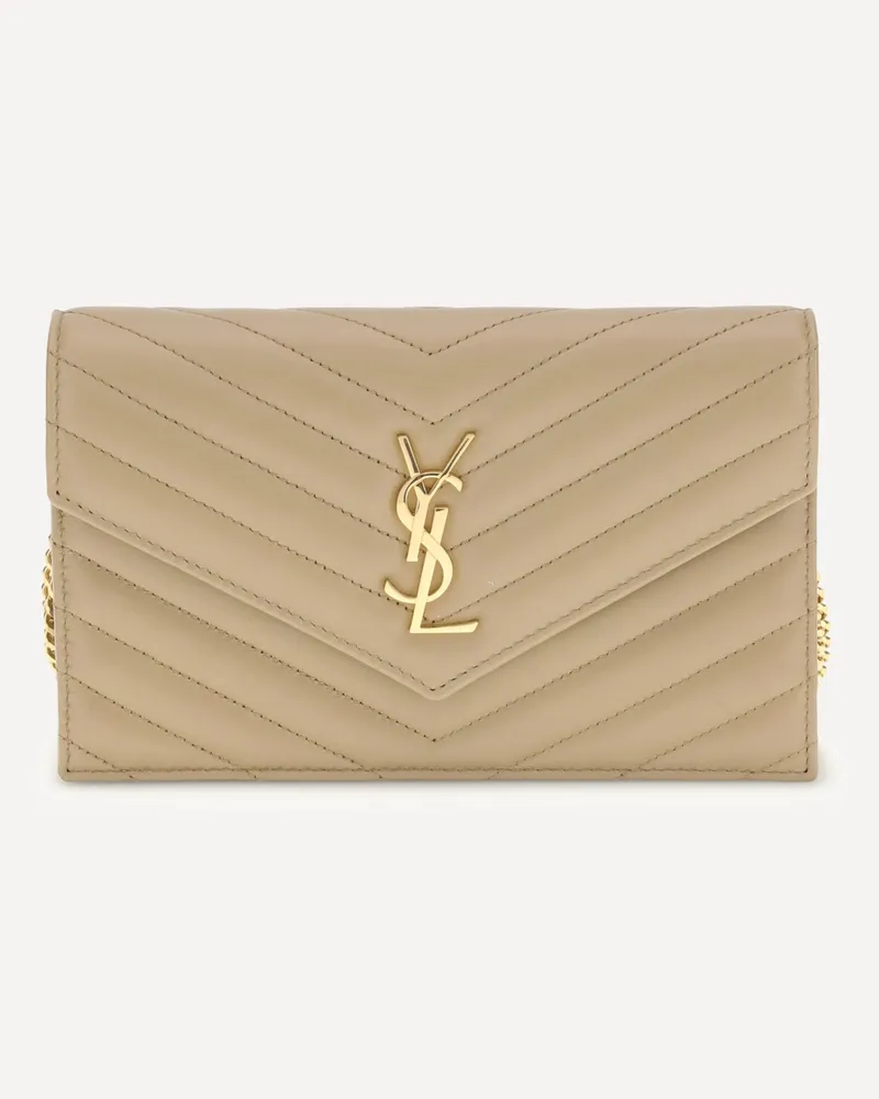 Saint Laurent Wallet with shoulder strap Female Beige