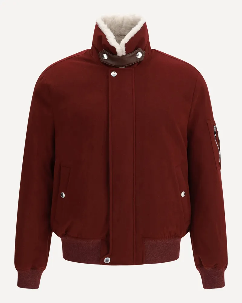 Brunello Cucinelli Wool flannel Down Jacket Male Bordeaux
