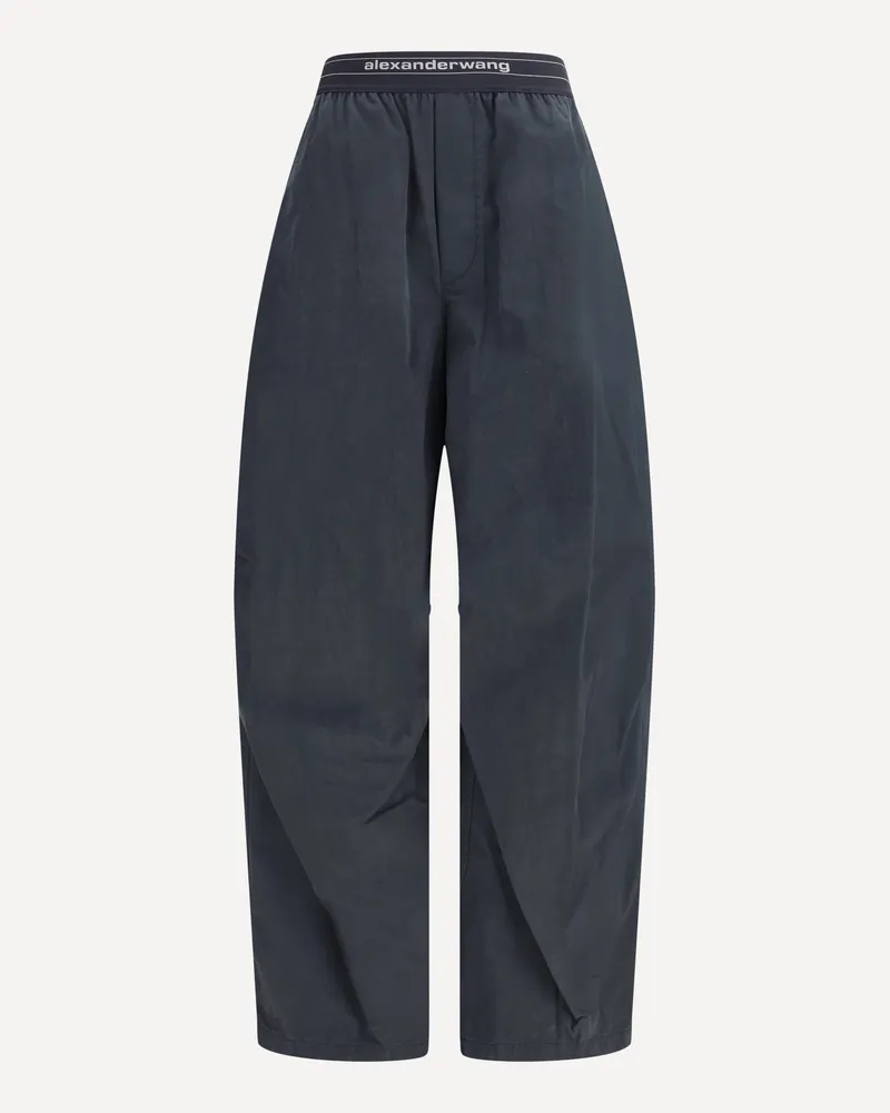 Alexander Wang Trousers with elastic waistband and contrasting jacquard logo Female Black