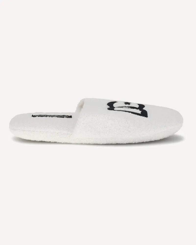 Dolce & Gabbana Embroidered cotton terry Slippers unisex White