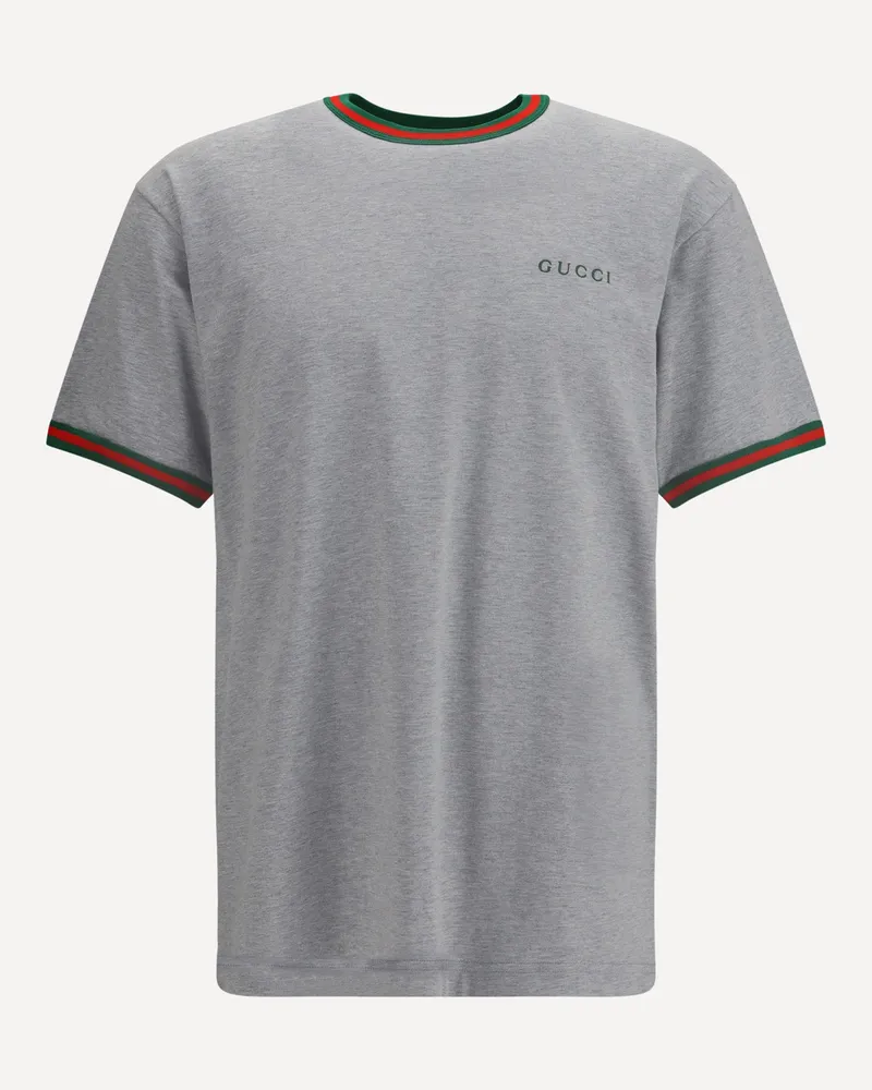 Gucci Cotton T-shirt with embroidered logo Male Grey
