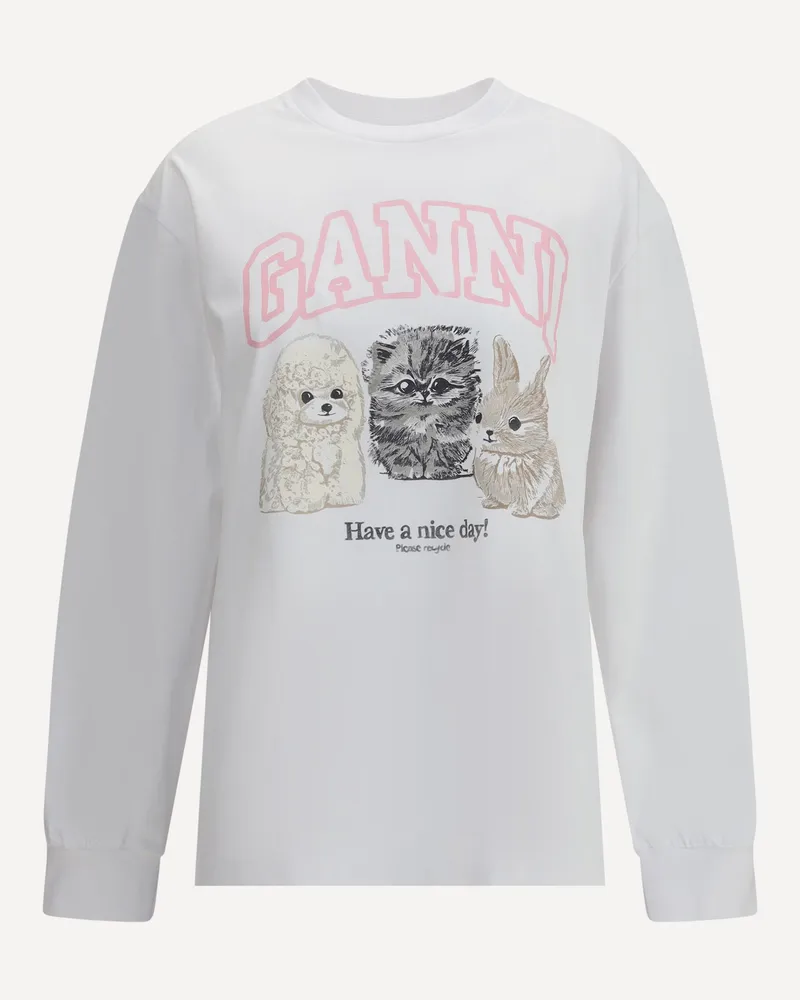 Ganni Have a Nice Day long-sleeved Top Female White