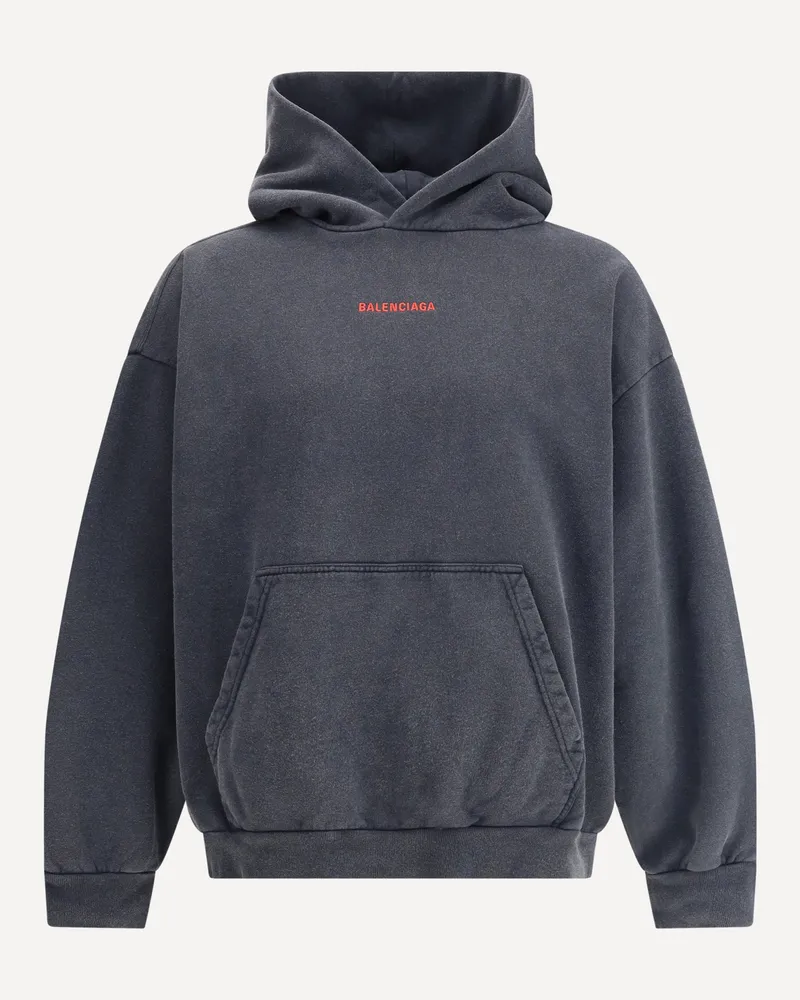Balenciaga Logo hooded Sweatshirt Male Grey