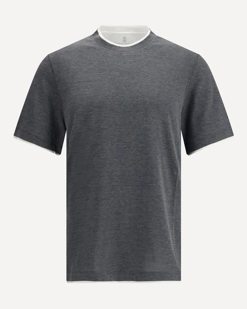 Brunello Cucinelli Silk T-Shir Male Grey