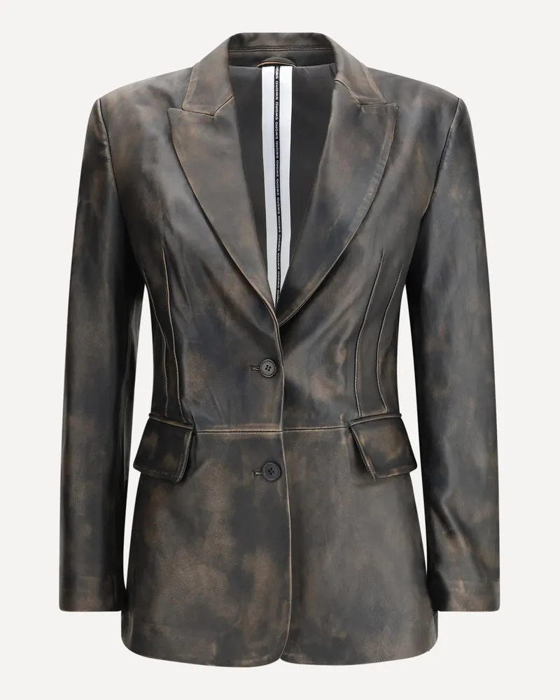 Sword 6.6.44 Single-breasted Leather Blazer Female Black