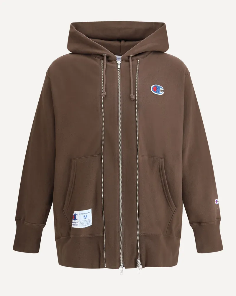 Undercover Hoodie with double zipper Male Brown