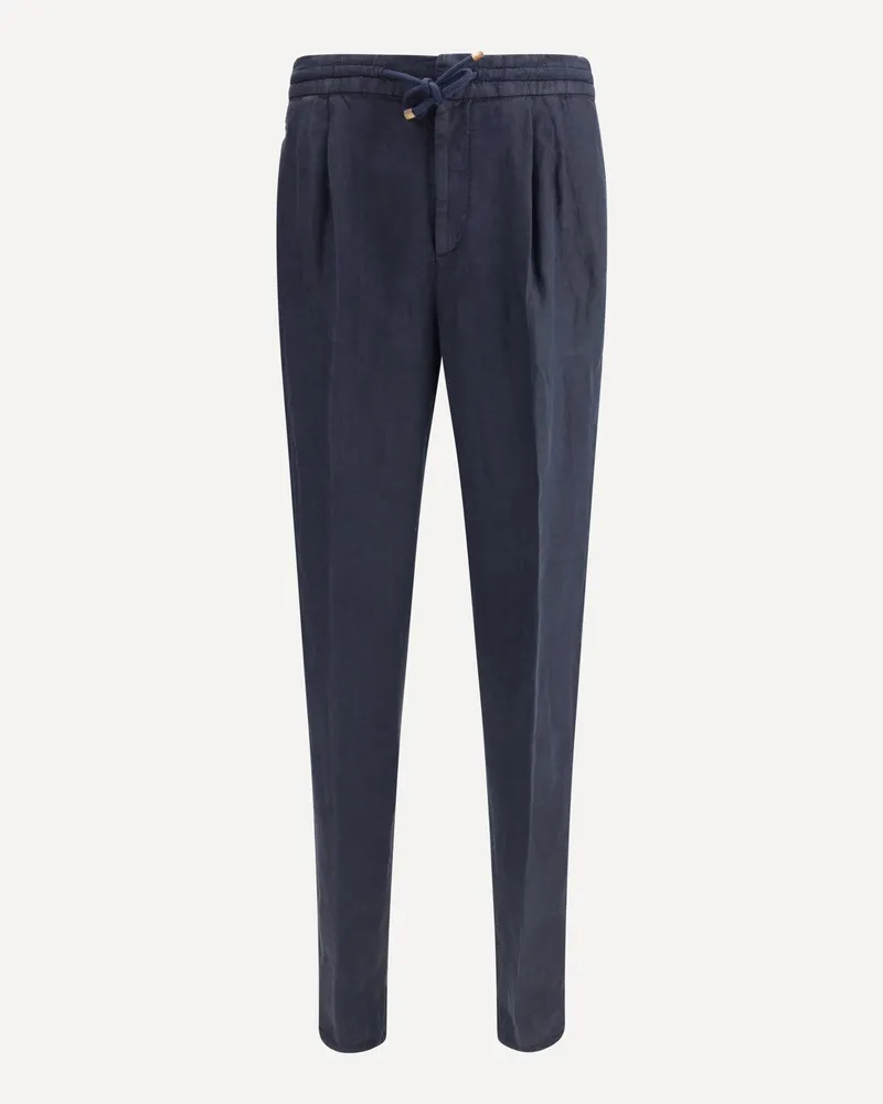 Brunello Cucinelli Linen Pants Male Blue