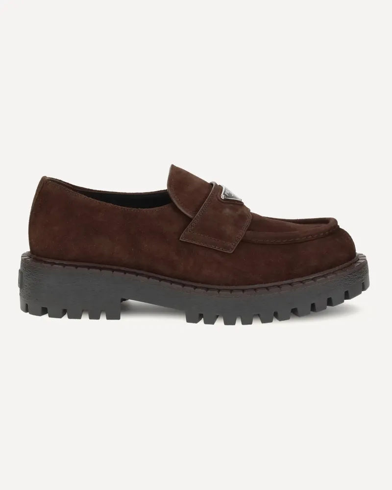 Prada Suede Loafers Male Brown