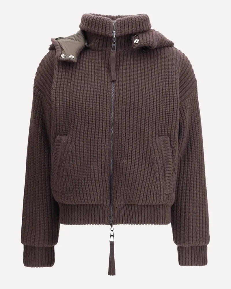 P.A.R.O.S.H. P. A.R. O.S. H. Reversible ribbed knit Jacket with hood Female Brown