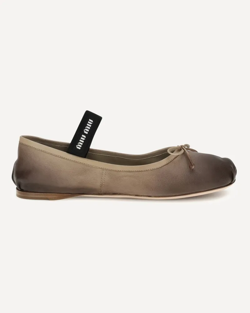 Miu Miu Leather Ballerinas Female Brown