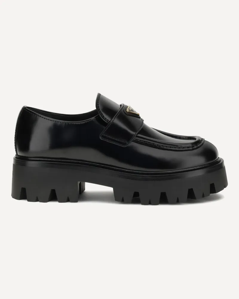 Prada Leather Monolith Loafers Female Black