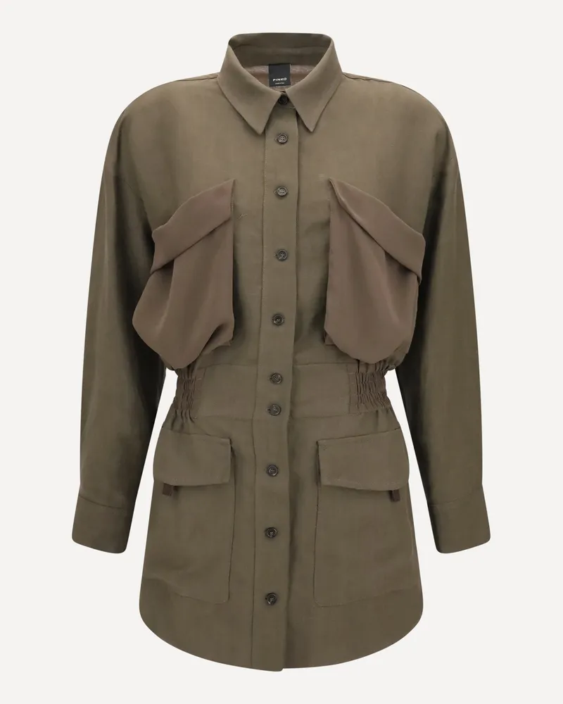 Pinko Linen Shirt Jacket Female Green