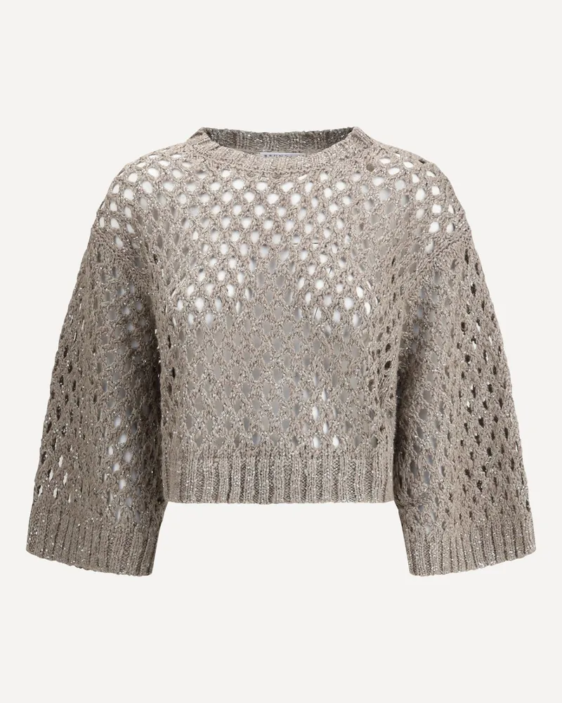 Brunello Cucinelli Dazzling Net Sweater Female Brown