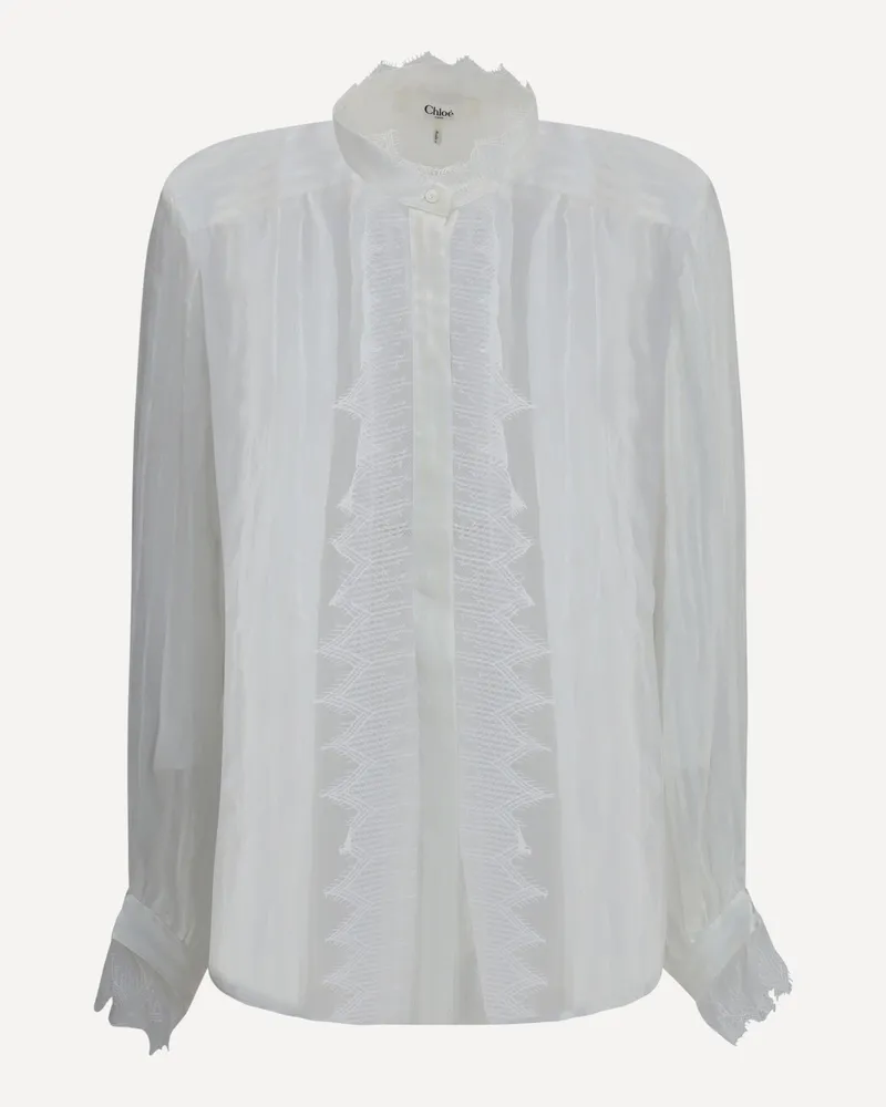Chloé Ruffled silk muslin and lace Blouse Female White