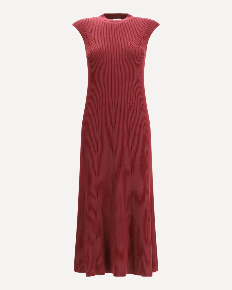 Sa Su Phi Ribbed Cashmere Silk Sleeveless Long Dress Female Bordeaux