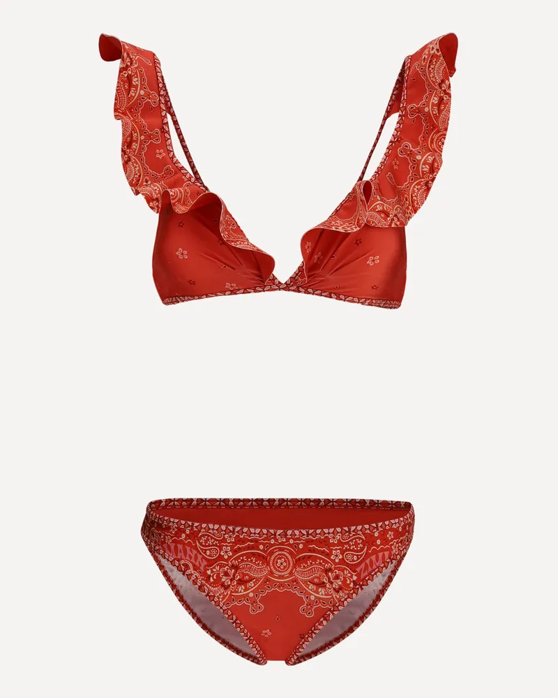 Zimmermann Lucky Frill Swimsuit Female Red