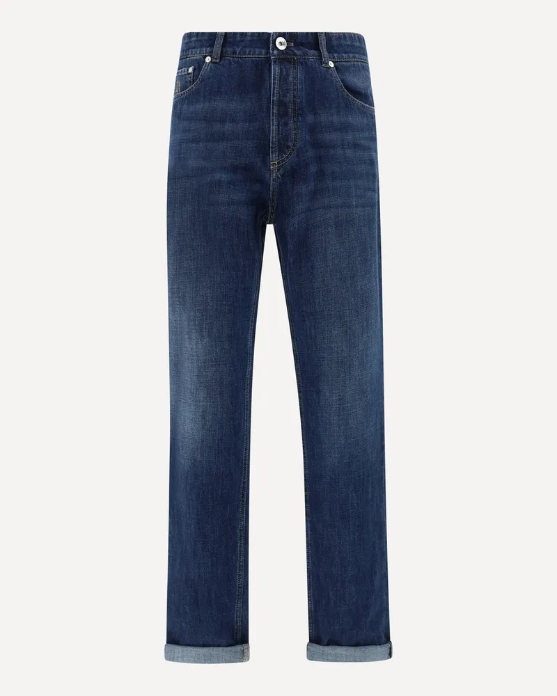 Brunello Cucinelli Cuffed Jeans Male Blue