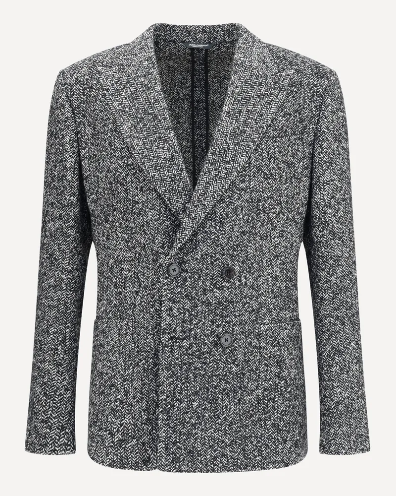 Dolce & Gabbana Portofino Double-Breasted Jacket with Chevron pattern Male Grey