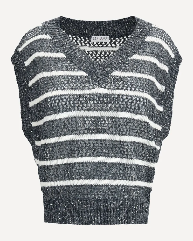 Brunello Cucinelli Striped Vest Female Blue