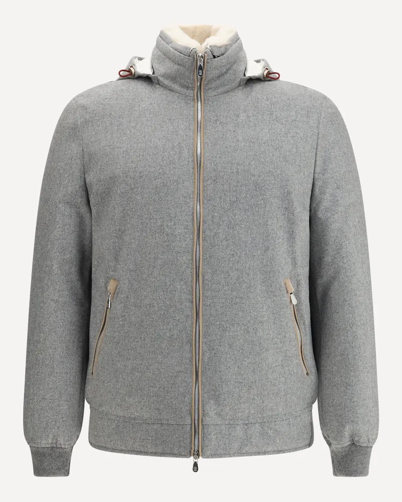 Brunello Cucinelli Wool Puffer Jacket Male Grey