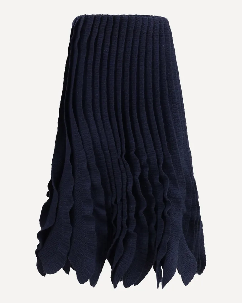 Alaïa Tweed Knit Ruffle Skirt Female Blue