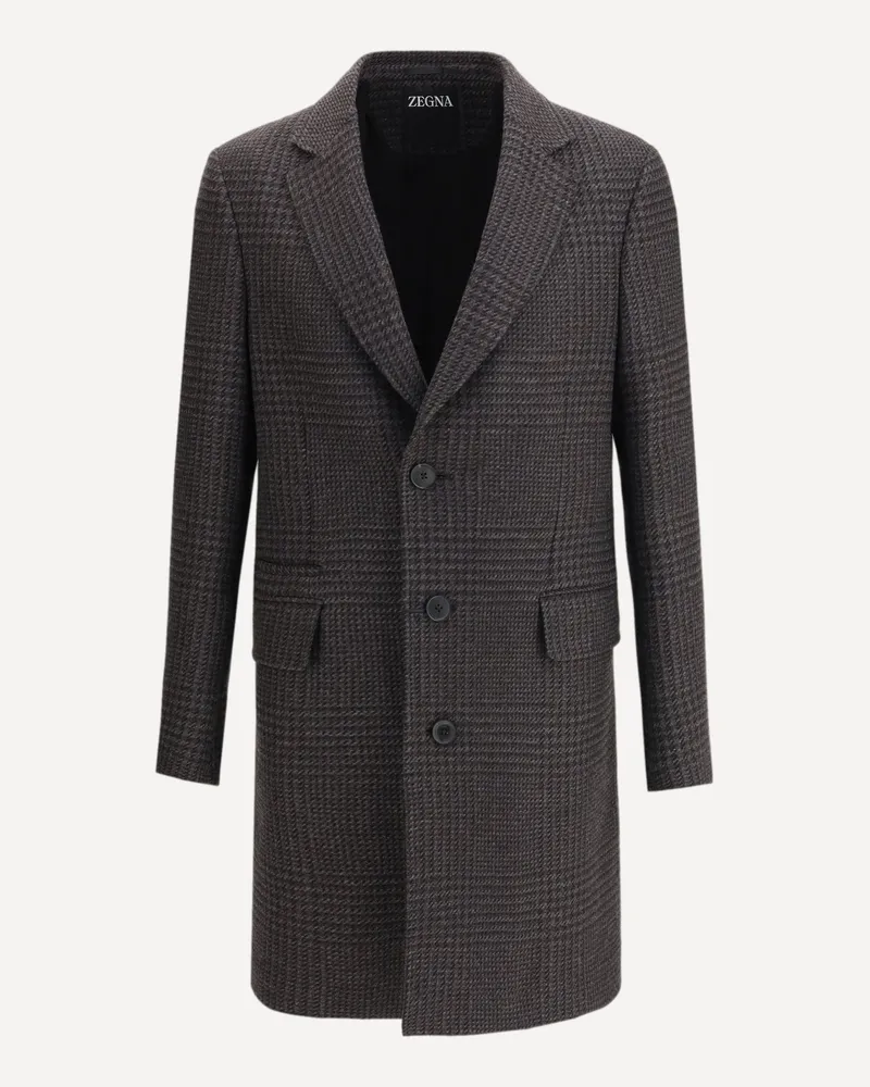 Ermenegildo Zegna Prince of Wales wool Coat Male Brown