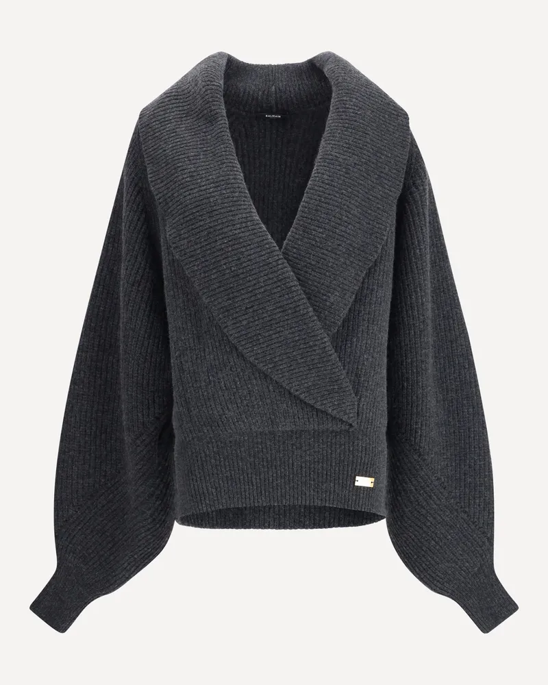 Balmain Oversized wrap-effect Sweater Female Grey