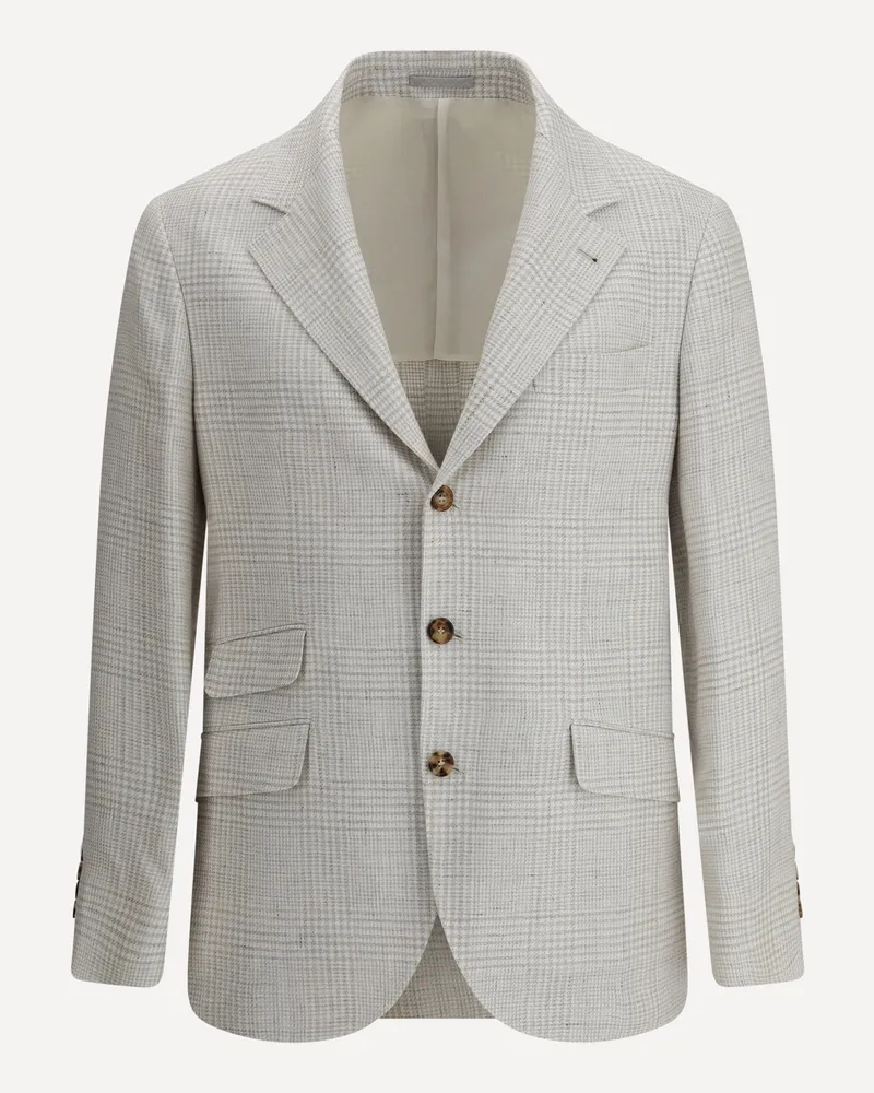 Brunello Cucinelli Single-breasted check Blazer Male Cream