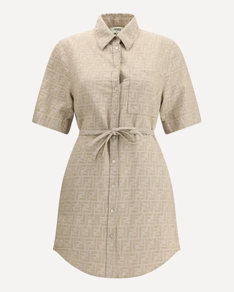 Fendi Chambray Dress Female Beige