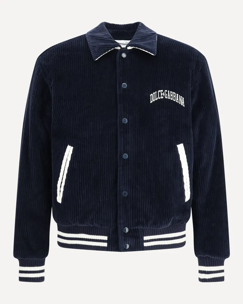 Dolce & Gabbana Corduroy college Jacket Male Blue