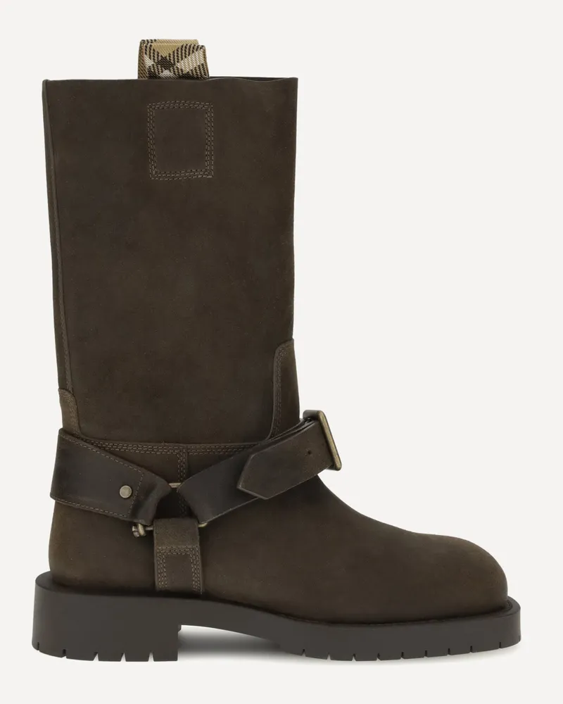 Burberry Suede Saddle Ankle Boots Female Brown