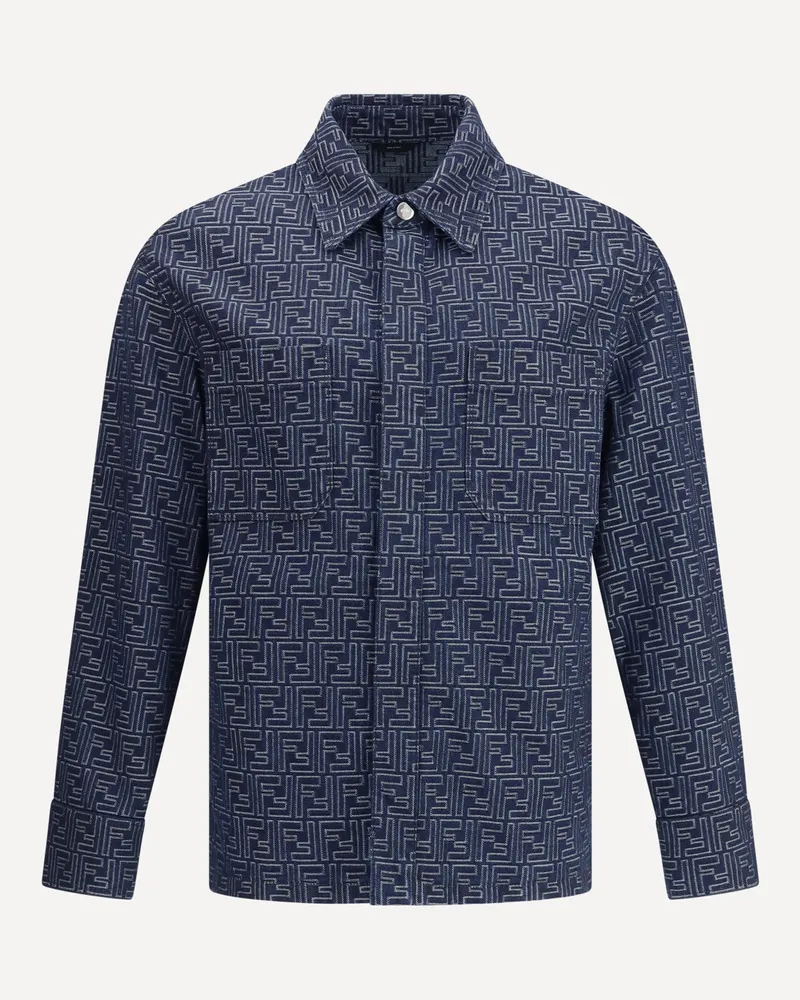 Fendi Denim FF Jacket Male Blue