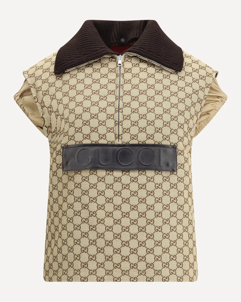 Gucci Bomber Gilet with single front pocket Female Beige