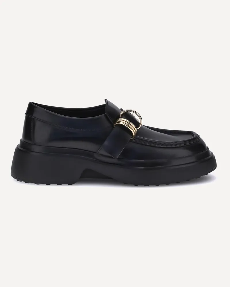 TOD'S Rings leather Loafers Female Black