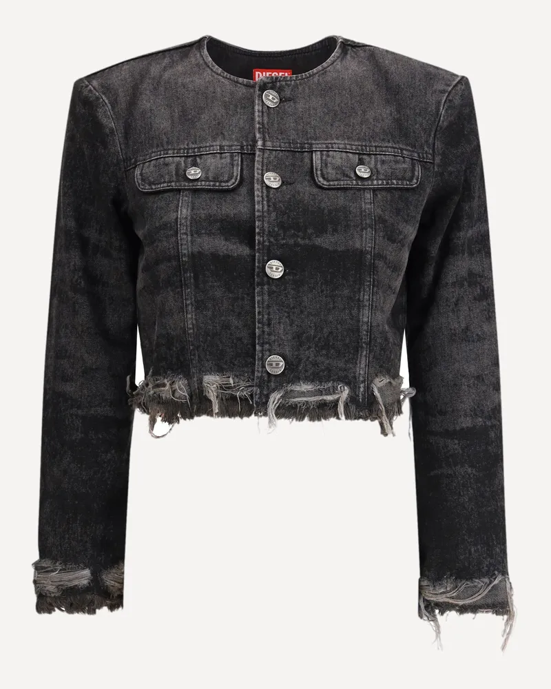 Diesel Laser-engraved cotton-hemp denim Jacket Female Grey