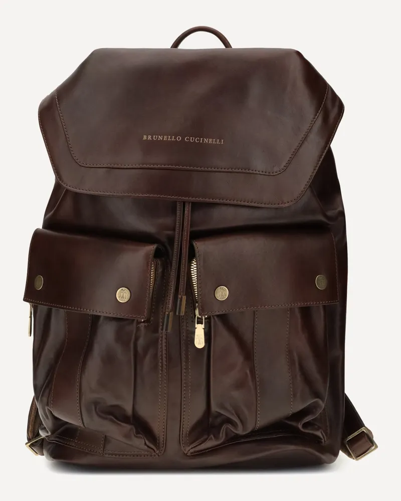 Brunello Cucinelli Leather Backpack Male Brown